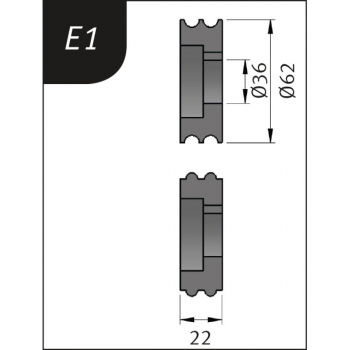 Metallkraft Biegerollensatz Typ E1, Ø 62 x 36 x 22 mm