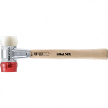 BASEPLEX-Schonhammer Ø 30mm, Einsätze: Celluloseacetat rot/Nylon weiß, Eschestiel