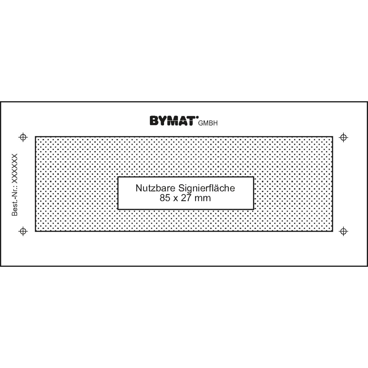 Bymat Langzeitschablone 1/2 DIN A7, Nutzfläche 85 x 27 mm, Kunststoffrahmen